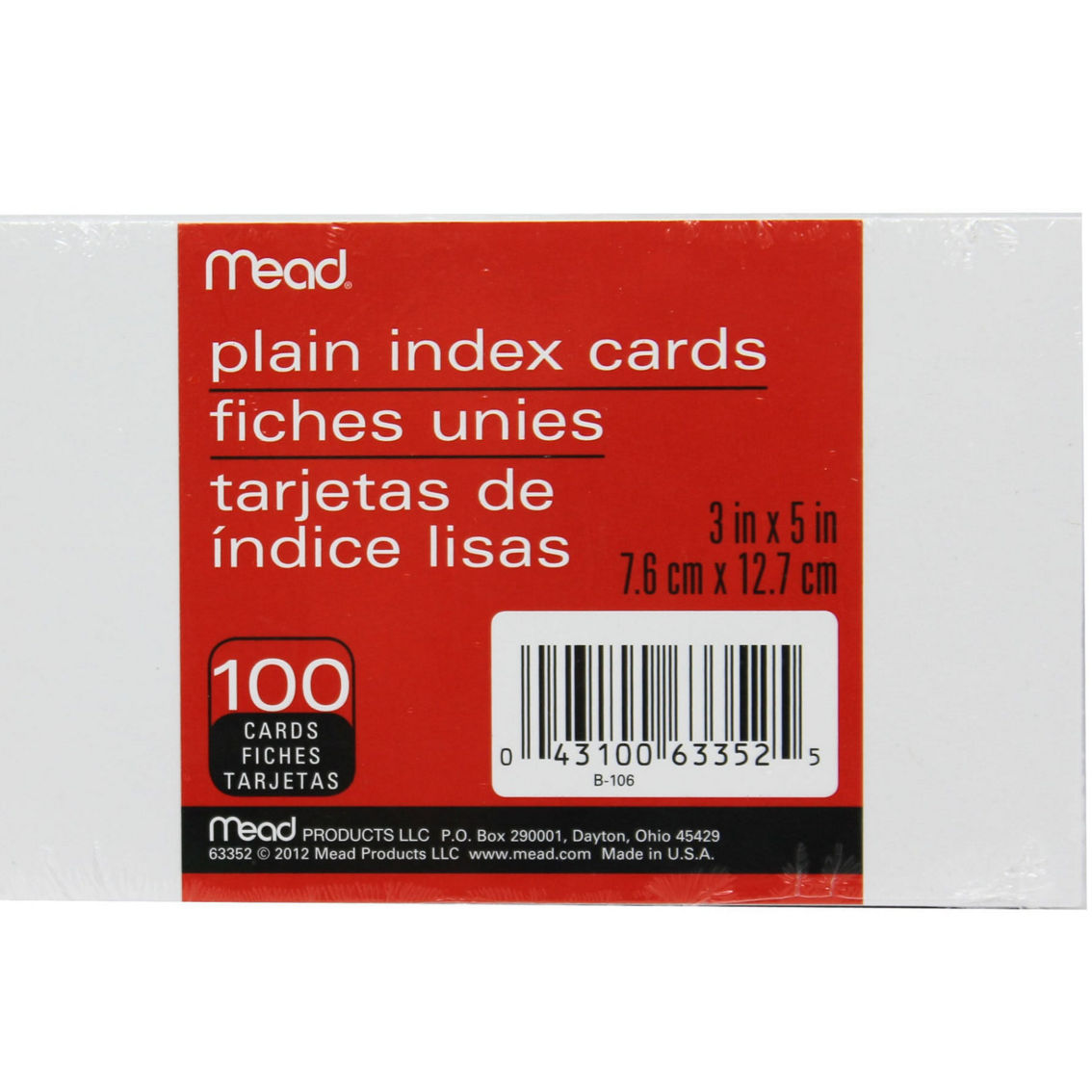 Mead® Index Cards, Plain, 3 x 5, 100 Per Pack, 12 Packs - Image 2 of 2