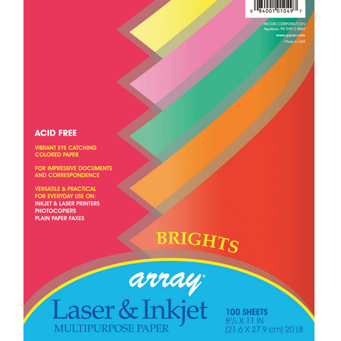 Pacon® Bright Multi-Purpose Paper, 5 Assorted Colors, 100 Sheets Per Pack, 3 Packs - Image 2 of 2