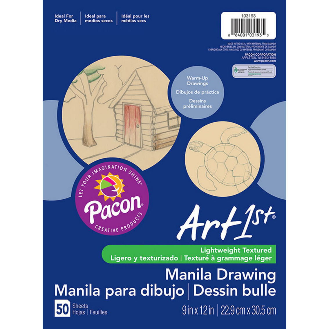 UCreate® Drawing Paper, Manila, Standard Weight, 50 Sheets Per Pack, 12 Packs - Image 2 of 2