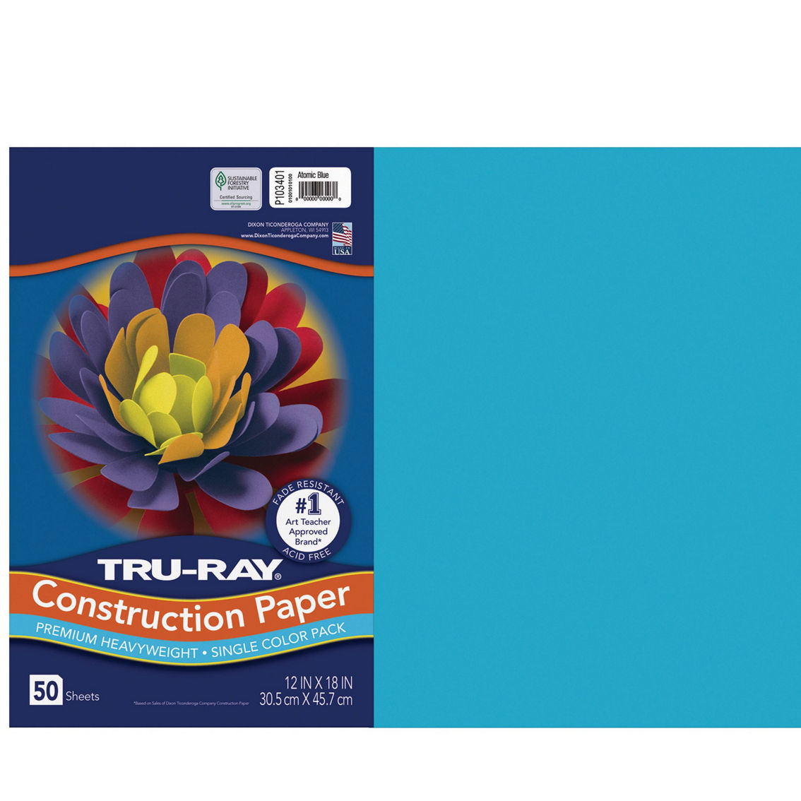 Tru-Ray® Construction Paper, Atomic Blue, 12