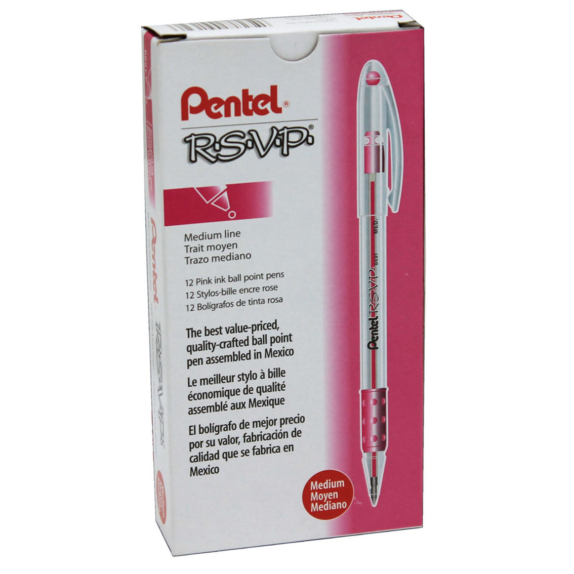 Pentel® R.S.V.P.® Ballpoint Pen, Medium Point, Pink, Pack of 24 - Image 3 of 4