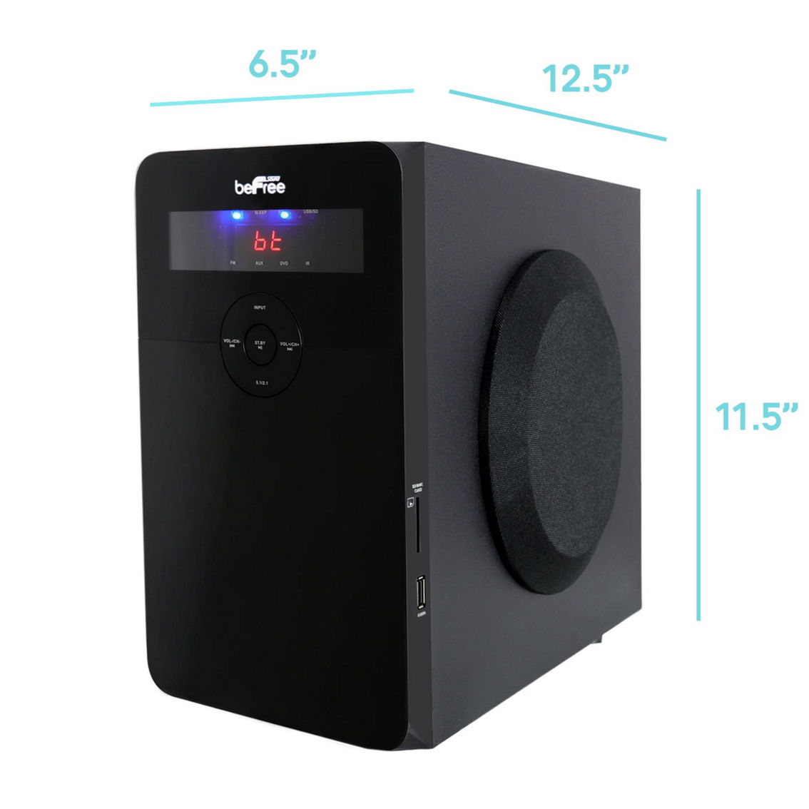 beFree Sound 5.1 Channel Bluetooth Surround Sound Speaker System in Black - Image 4 of 5