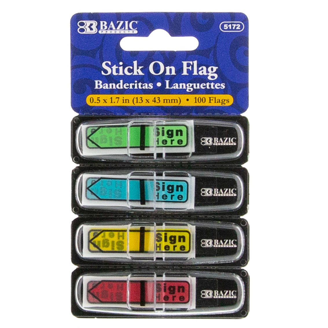 BAZIC Products® Neon Printed Sign Here Flags with Dispenser, 100 Per Pack, 12 Packs - Image 2 of 5