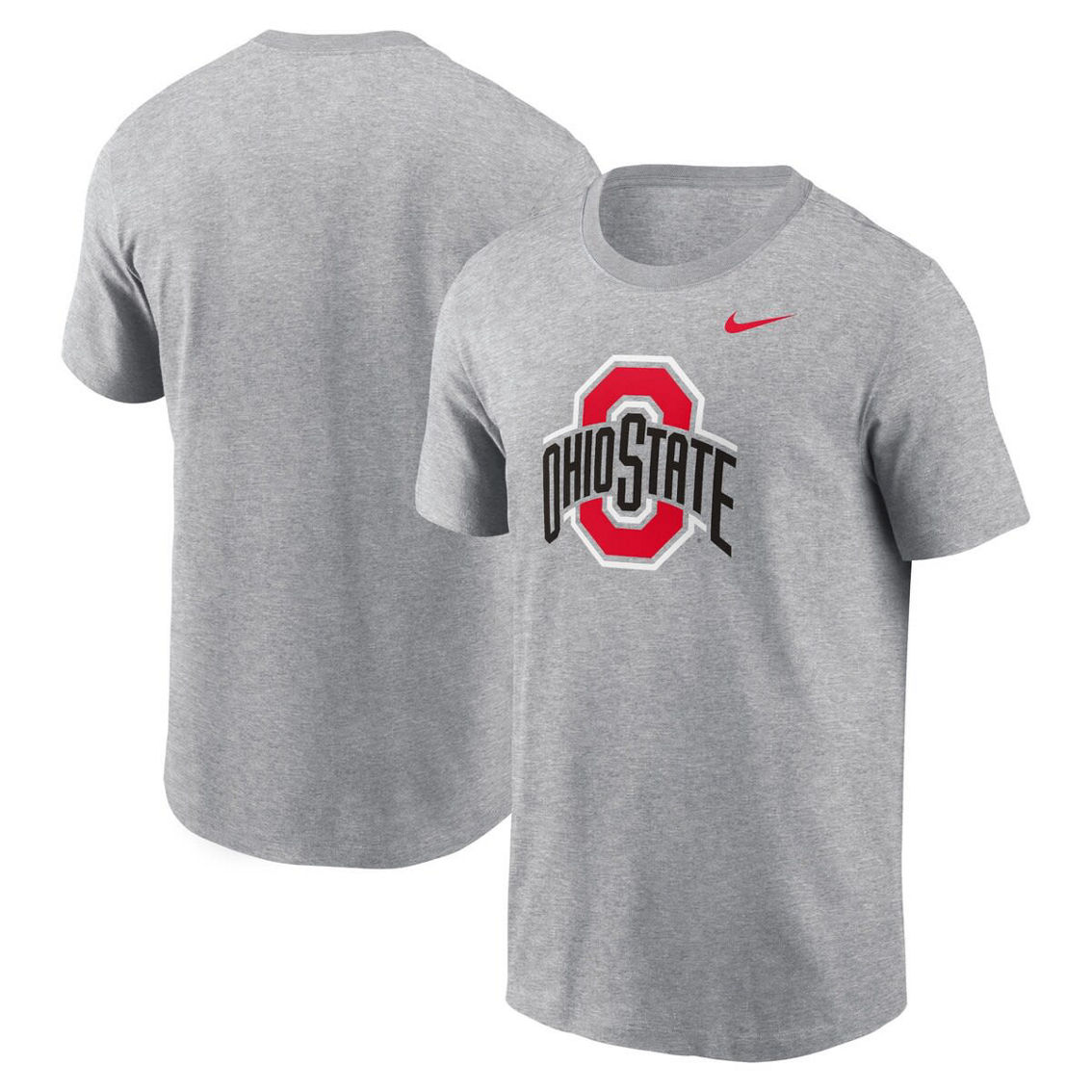 Nike Men's Heather Gray Ohio State Buckeyes Primetime Evergreen Logo T-Shirt - Image 2 of 4