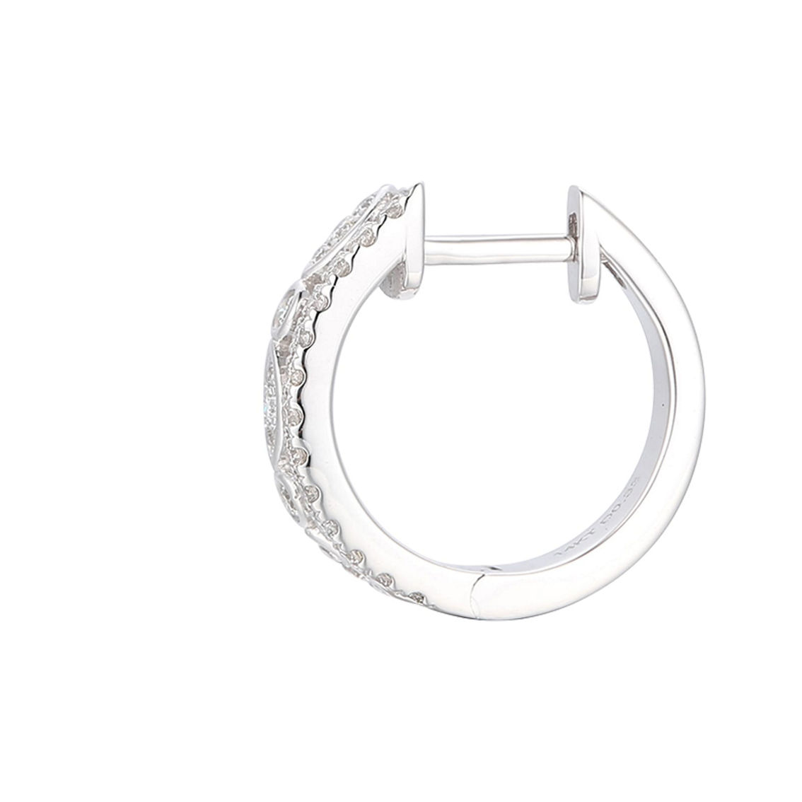 KGK 14K White Gold 0.33cttw Round Diamond hoop Earring - Image 2 of 3