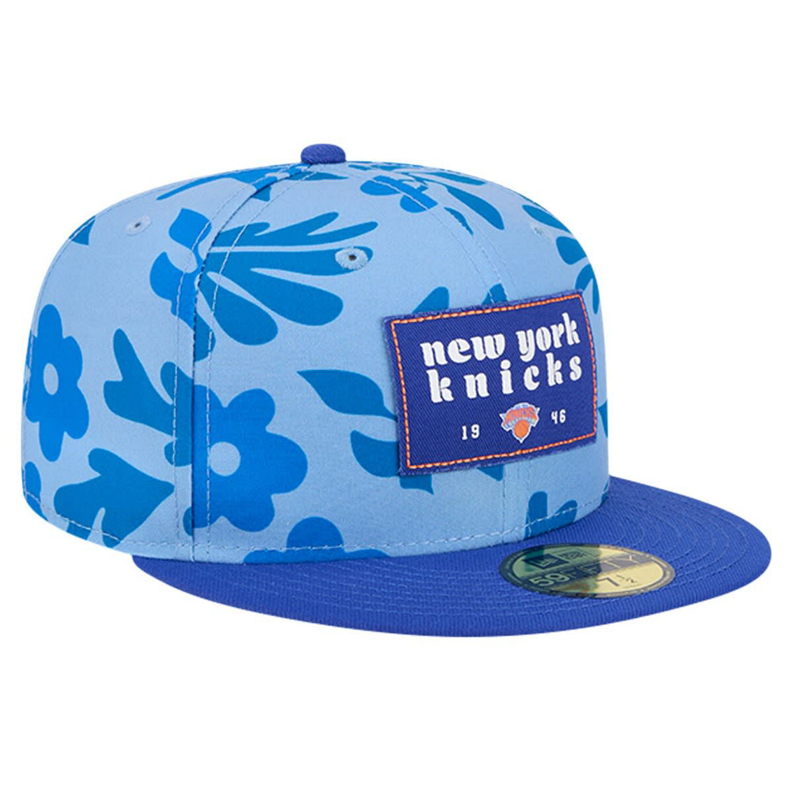 New Era Men's Blue New York Knicks Palm Fronds 2-Tone 59FIFTY Fitted Hat - Image 4 of 4