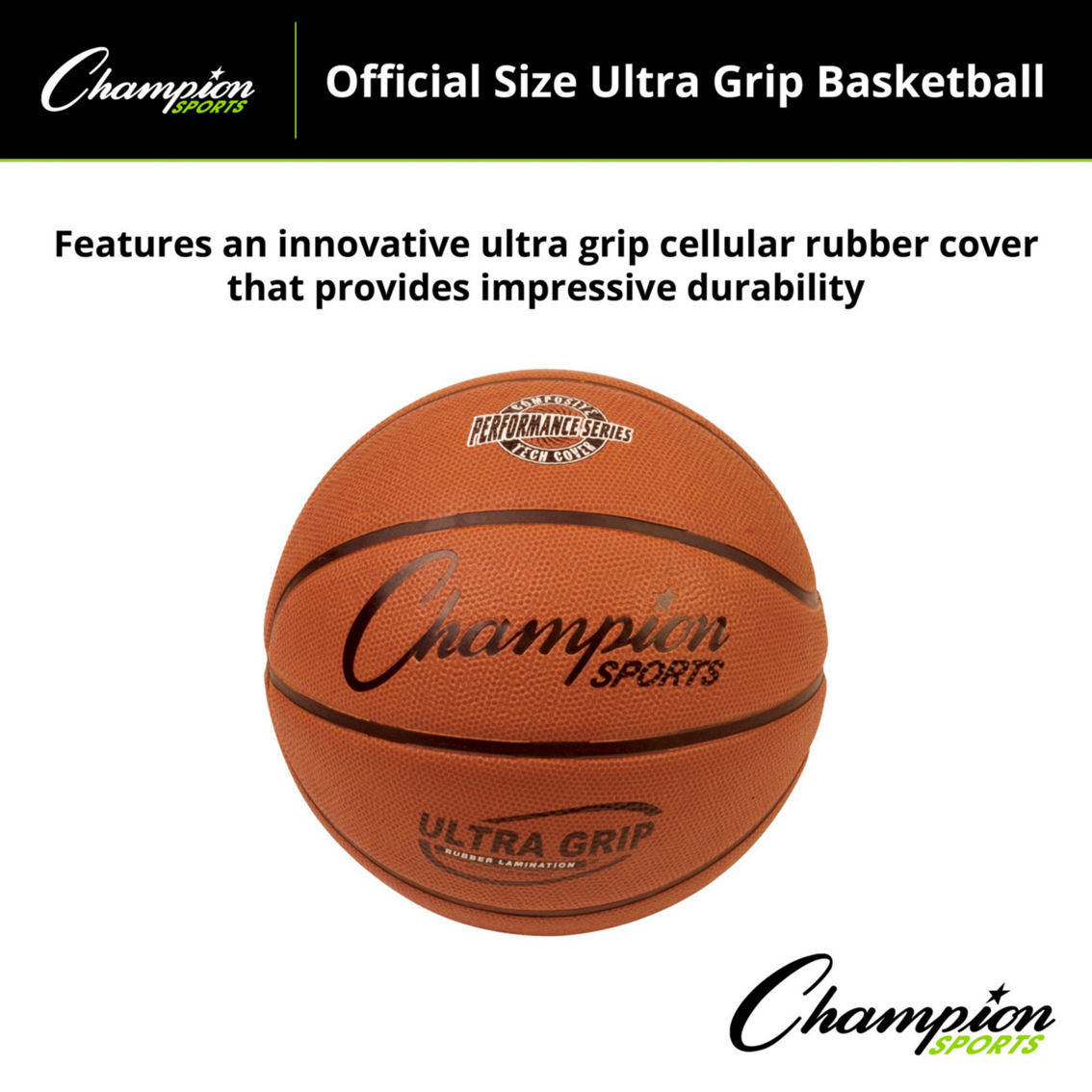 Champion Sports Ultra Grip Rubber Basketball with Bladder, Official Size 7 - Image 2 of 5