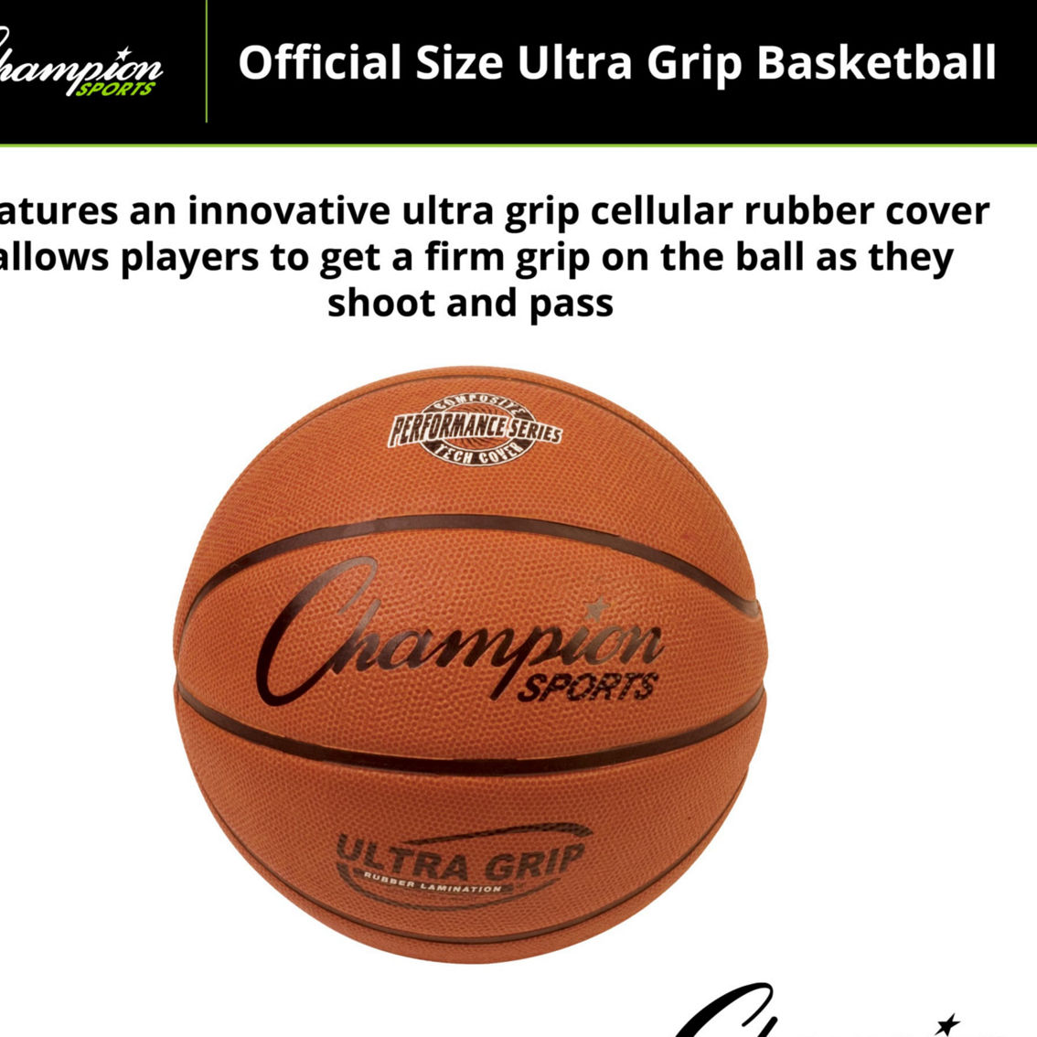Champion Sports Ultra Grip Rubber Basketball with Bladder, Official Size 7 - Image 3 of 5