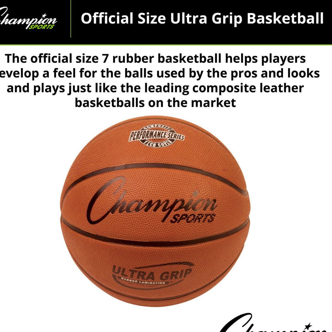 Champion Sports Ultra Grip Rubber Basketball with Bladder, Official Size 7 - Image 4 of 5