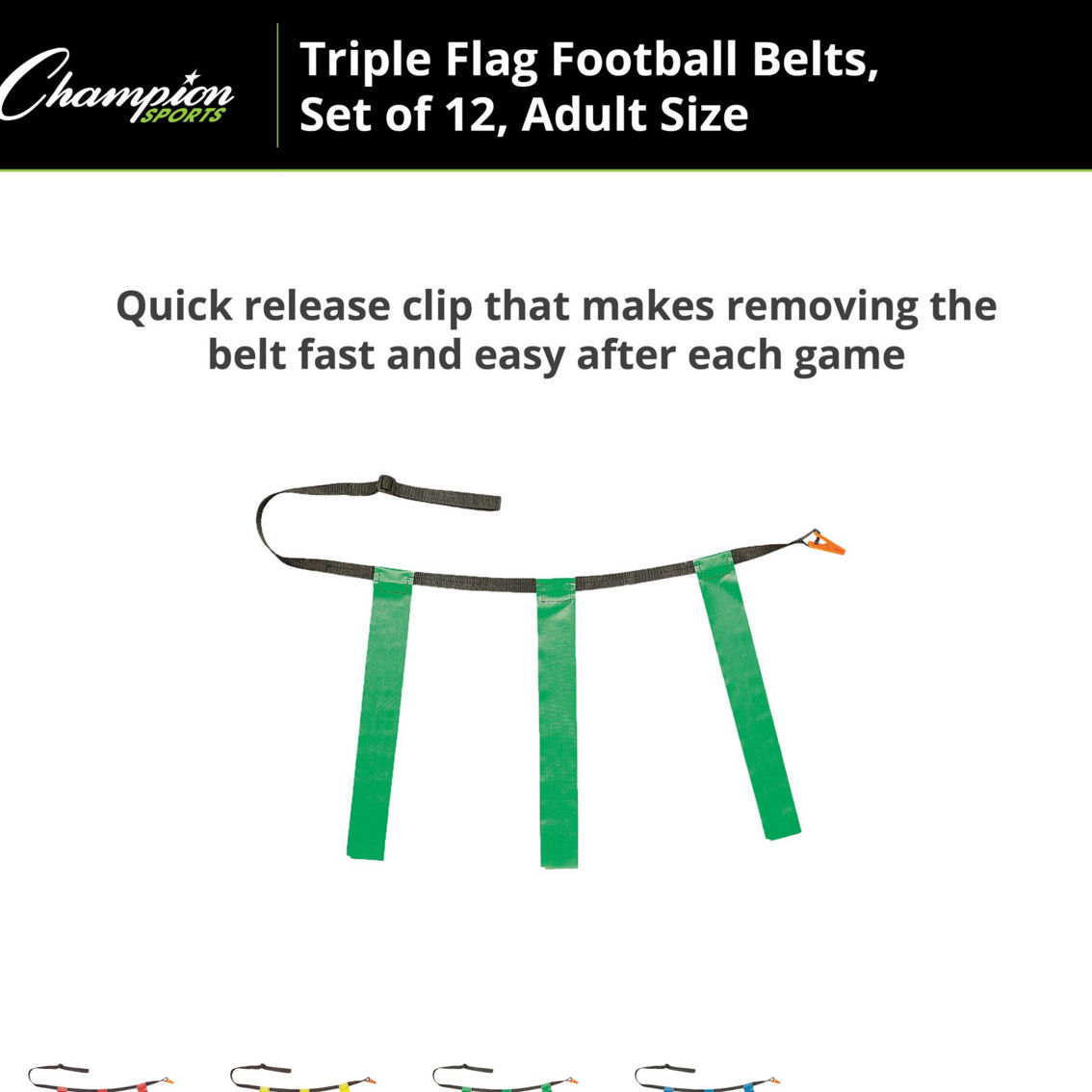 Champion Sports Triple Flag Football Set, Adult Size, Green, 32