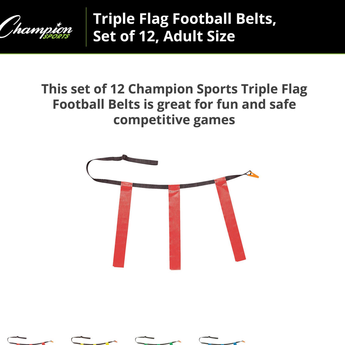 Champion Sports Triple Flag Football Set, Adult Size, Red, 32
