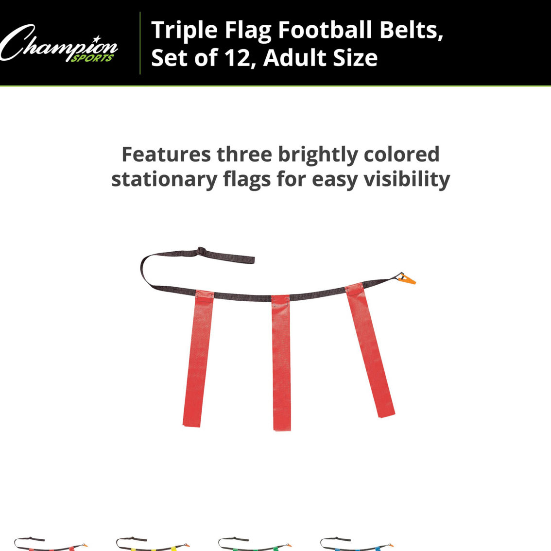 Champion Sports Triple Flag Football Set, Adult Size, Red, 32