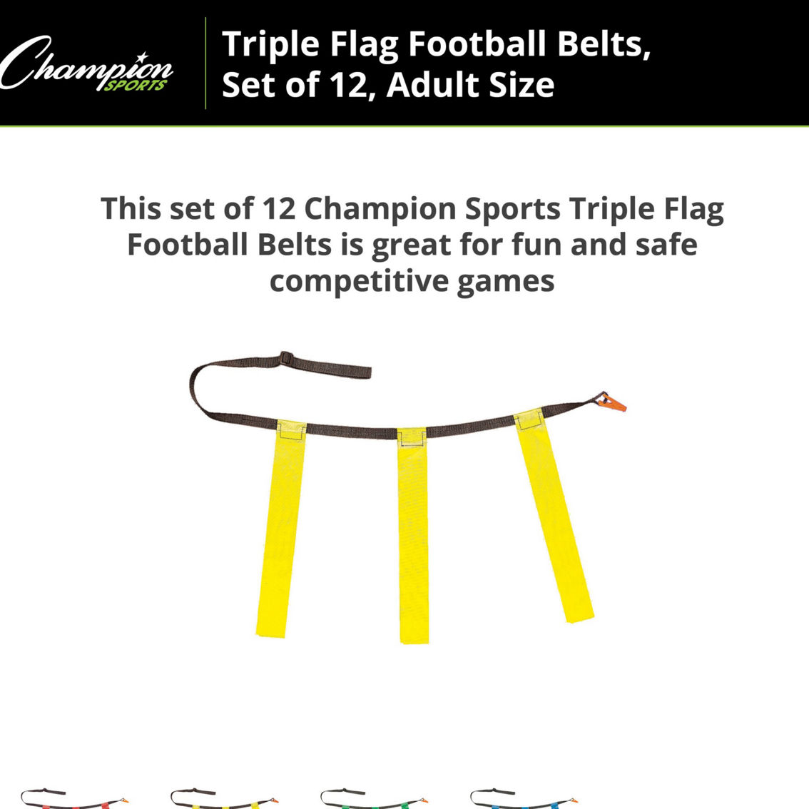 Champion Sports Triple Flag Football Set, Adult Size, Yellow, 32