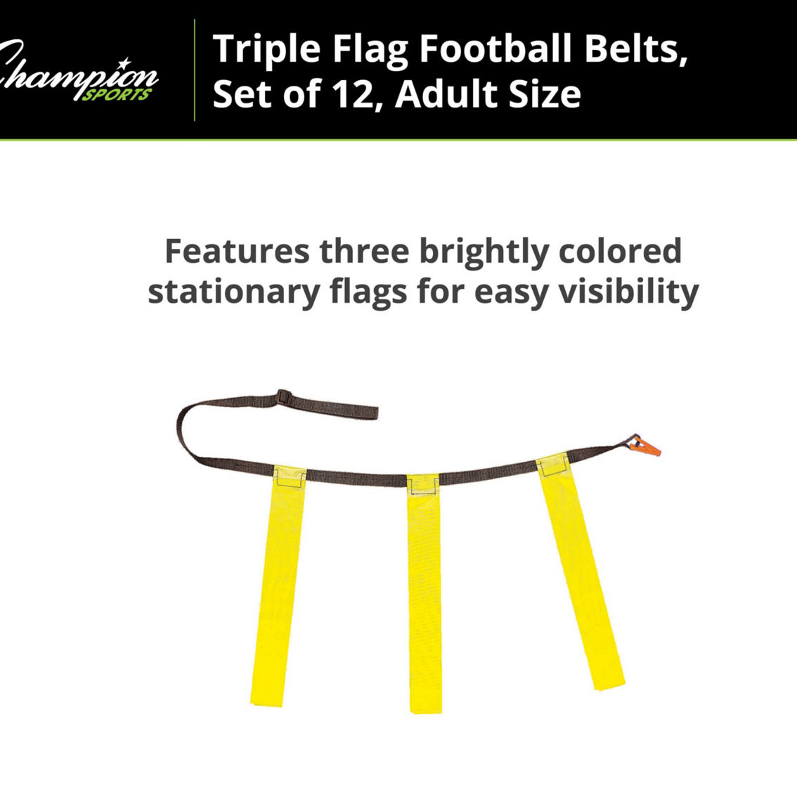 Champion Sports Triple Flag Football Set, Adult Size, Yellow, 32