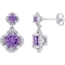 Sofia B. Amethyst & 2/5 CTW Diamond Quatrefoil Halo Earrings in 14K White Gold - Image 1 of 2