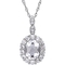 Sofia B. 14K White Gold White Topaz & Diamond-Accent Halo Vintage Necklace 17 In. - Image 1 of 3