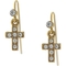 Symbols of Faith 14K Gold Dipped Crystal Cross Wire Drop Earrings - Image 1 of 2