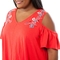 Cherokee Plus Size Embroidered Cold Shoulder Top - Image 4 of 4