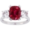 Sofia B. 10K White Gold Created Ruby and Created White Sapphire Three-Stone Ring - Image 1 of 4