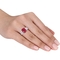 Sofia B. 10K White Gold Created Ruby and Created White Sapphire Three-Stone Ring - Image 4 of 4