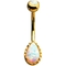 14G Gold Plated Opal Gem Belly Ring - Image 1 of 2