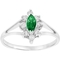 14K White Gold Diamond and 6x3mm Marquis Shaped Emerald Ring - Image 1 of 2