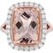 14K Two Tone Gold 14x10mm Cushion Cut Morganite and Diamond Ring, Size 7 - Image 1 of 2