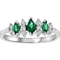 14K White Gold Diamond and 1/3 CTW of Marquis Shaped Emerald Ring - Image 1 of 2
