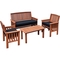 CorLiving Miramar Hardwood Outdoor Chair and Coffee Table 4 pc. Set - Image 1 of 2