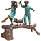 Design Toscano The Adventure Boy and Girl on Log Cast Bronze Garden Statue - Image 1 of 4