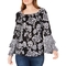INC International Concepts Floral Print Tiered Ruffle Peasant Top - Image 1 of 2