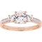 Sofia B. 10K Rose Gold Created White Sapphire and Diamond Accent 3 Stone Ring - Image 1 of 4