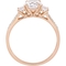 Sofia B. 10K Rose Gold Created White Sapphire and Diamond Accent 3 Stone Ring - Image 3 of 4