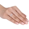 Sofia B. 10K Rose Gold Created White Sapphire and Diamond Accent 3 Stone Ring - Image 4 of 4