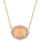 Sofia B. 10K Yellow Gold 1/10 CTW Diamond and Ethiopian Opal Halo Necklace - Image 1 of 3