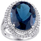 Sofia B. 14K White Gold 7/8 CTW Diamond London Blue Topaz Double Halo Ring - Image 1 of 4