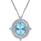 Sofia B. Blue Topaz and 1/2 CTW Diamond Halo Necklace in 14K White Gold - Image 1 of 2