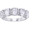 Created White Sapphire and 1/10 CTW Diamond Semi-Eternity Ring in 10K White Gold - Image 1 of 4