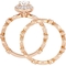 Diamore 14K Rose Gold 1 CTW Oval Cut Diamond Vintage Halo Bridal Set - Image 3 of 4