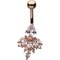 14G Stainless Steel Rose Goldtone Cubic Zironia Dangle Belly Ring - Image 1 of 2