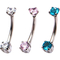 16G Stainless Steel Crystal Curve Clear Pink Aqua Eyebrow Ring Set 3 pk. - Image 1 of 2