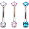 16G Stainless Steel Crystal Curve Clear Pink Aqua Eyebrow Ring Set 3 pk. - Image 2 of 2