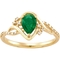 10K Yellow Gold Pear Shaped Natural Emerald and Diamond Accent Ring, Size 7 - Image 1 of 2