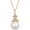 Michiko 14K Gold South Sea Cultured Pearl and 1/10 CTW Diamond Drop Necklace - Image 1 of 2