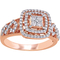 Diamore 14K Rose Gold 1/2 CTW Diamond Cluster Halo Engagement Ring - Image 1 of 4