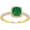 Sofia B. 14K Yellow Gold Cushion Cut Emerald and 1/5 CTW Diamond Halo Ring - Image 1 of 4
