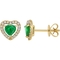 Sofia B. 14K Yellow Gold Emerald and 1/5 CTW Diamond Heart Stud Earrings - Image 1 of 2