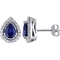 Created Blue and White Sapphire Teardrop Stud Earrings in Sterling Silver - Image 1 of 2