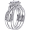 Diamore 1/2 CTW Diamond Halo 3-Piece Bridal Set in Sterling Silver - Image 2 of 4