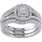 Diamore 1/2 CTW Diamond Halo 3 pc. Bridal Set in Sterling Silver - Image 1 of 4